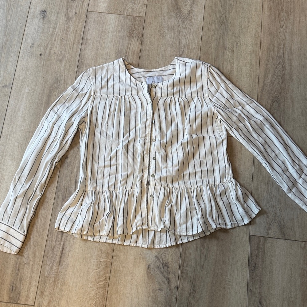 Rails Striped Cream Button-Up Women's Top